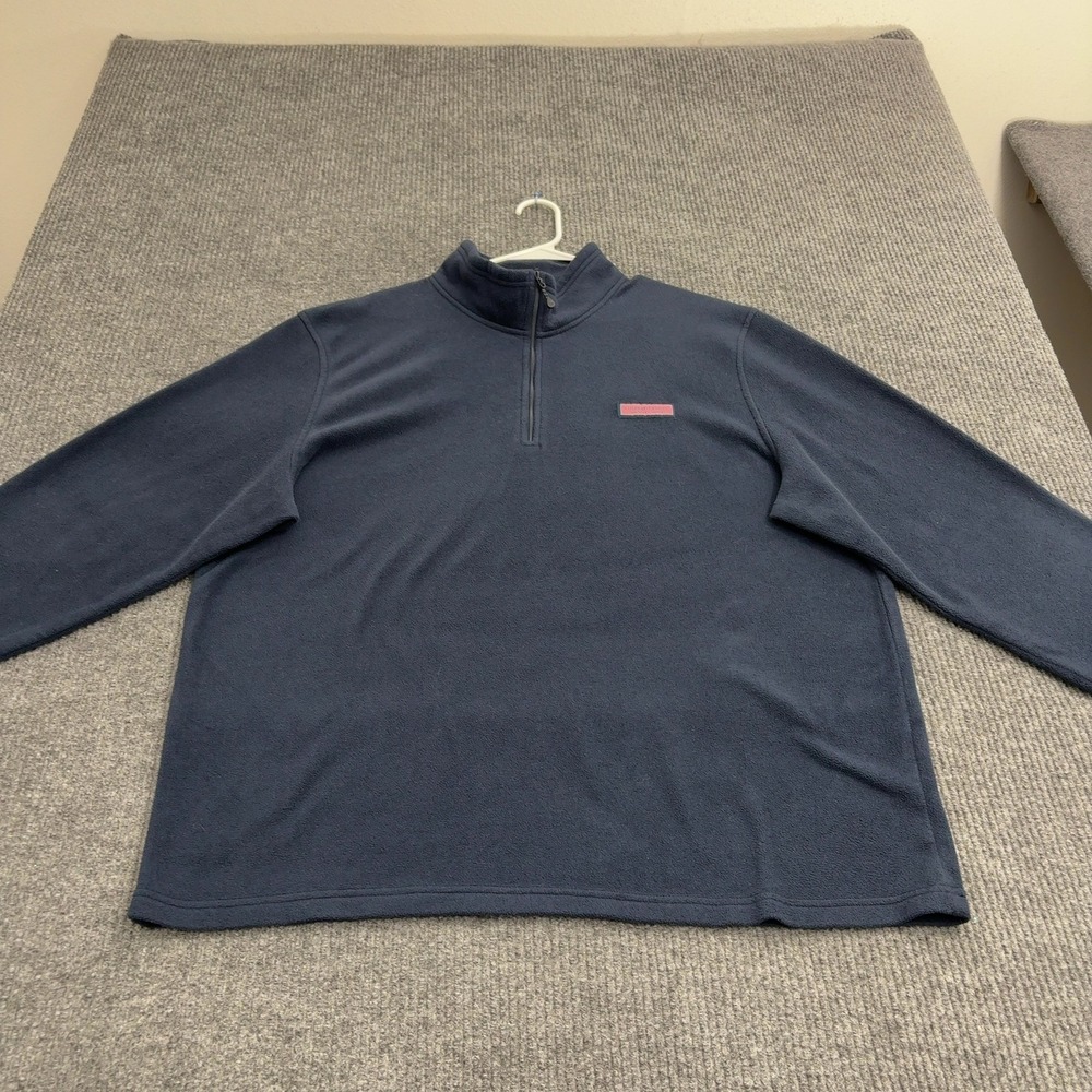 Vineyard Vines Pullover Mens XXL Navy Blue Polyester Fleece Quarter Zip Preppy